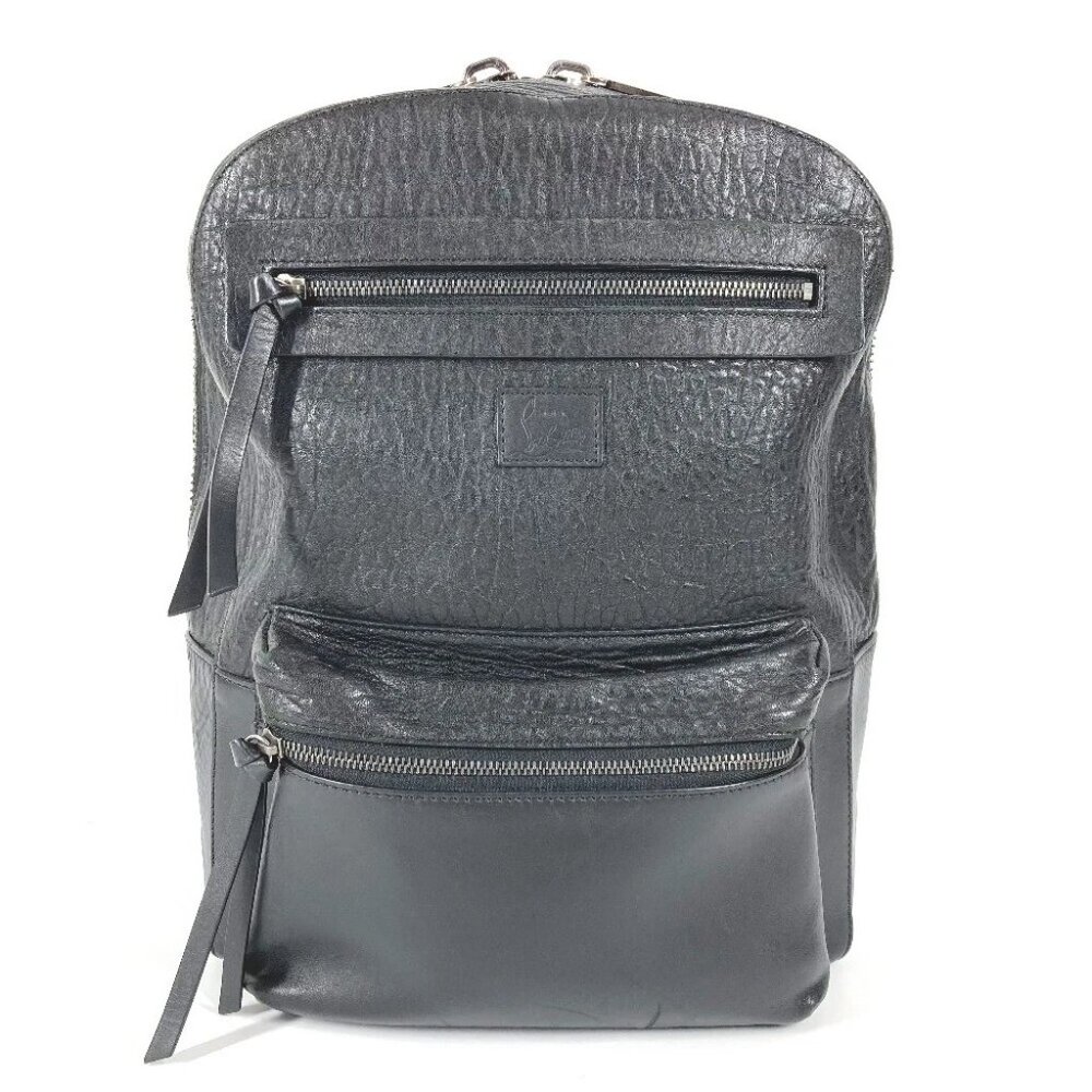 Christian Louboutin logo backpack bag Backpack Leather Black/Red
